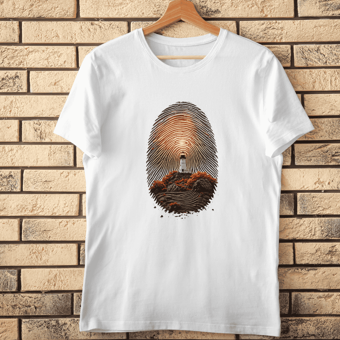 Lighthouse in Fingerprint T-Shirt Design cover image.