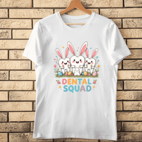 Cute Teeth Bunny Cartoon Character T-shirt Design cover image.