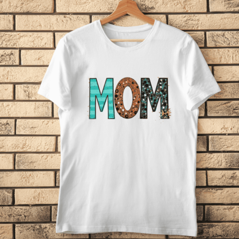 Decorative MOM Typography T-shirt Design cover image.