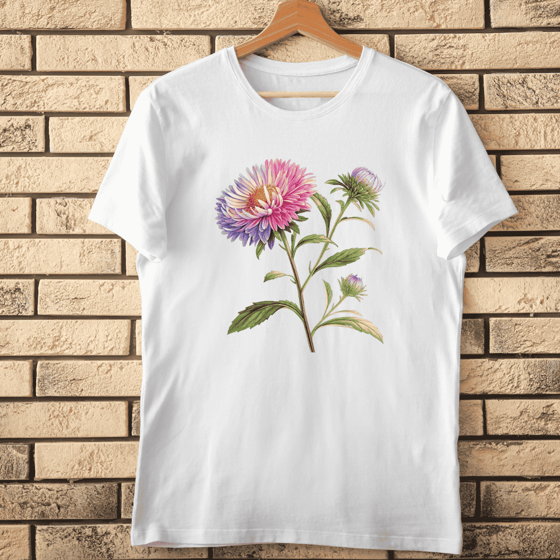 Aster Flower T-Shirt Design cover image.