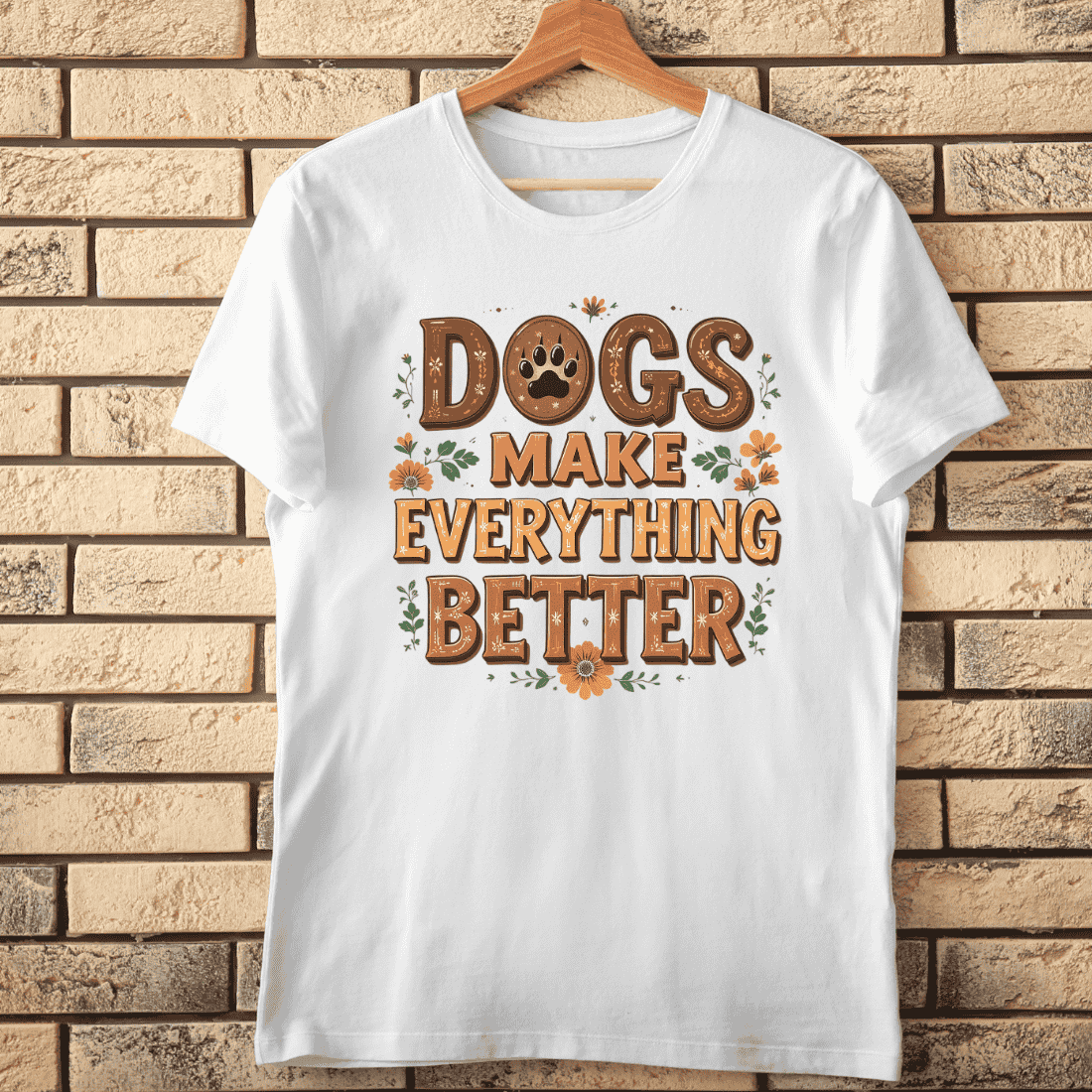 Whimsical Dog Saying Graphic with Paw Icon T-Shirt Design cover image.