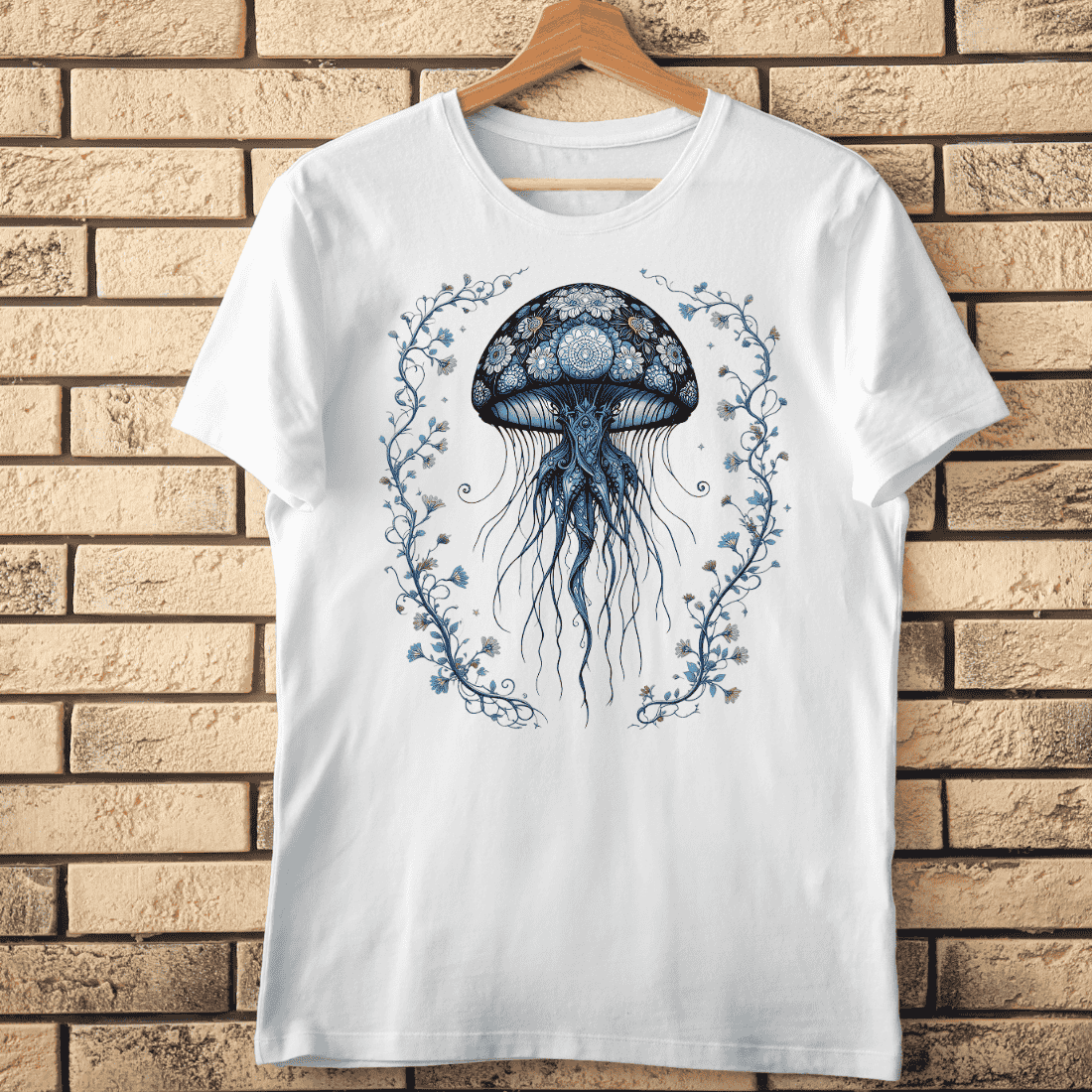 Underwater Ornate Jellyfish T-shirt Design cover image.