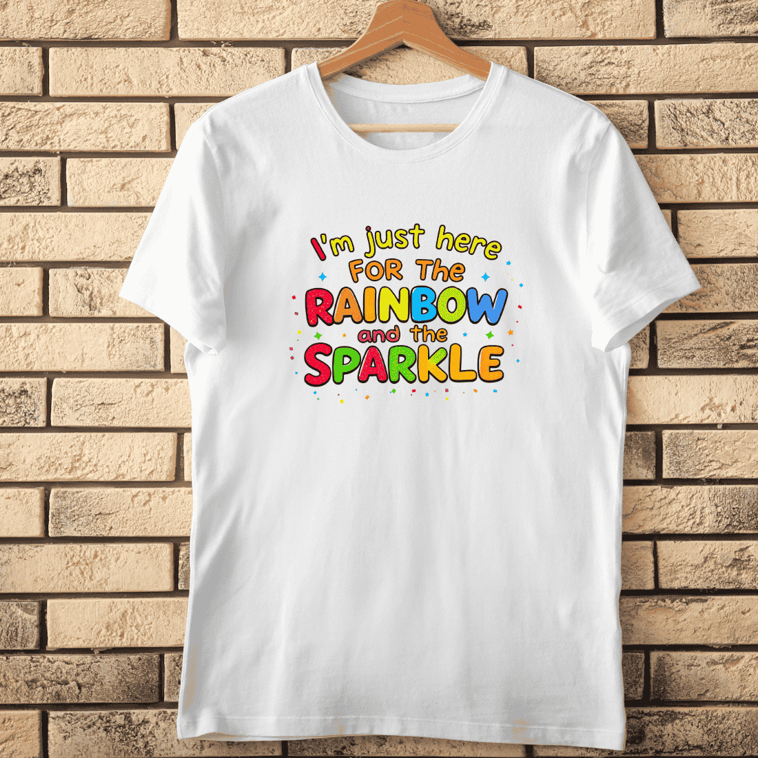 Rainbow and Sparkle Quote Colorful Typography T-Shirt Design cover image.