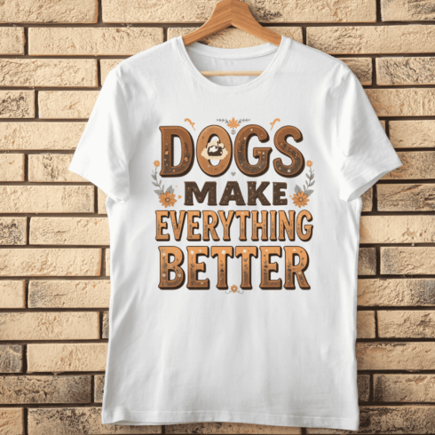 Dog Lover Typography Art with Paw Print T-Shirt Design cover image.