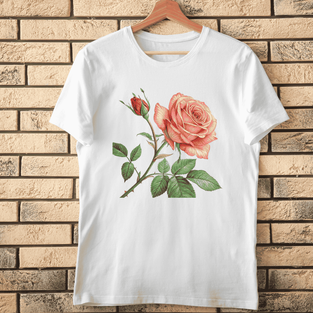 Natural Pink Rose T-Shirt Design cover image.