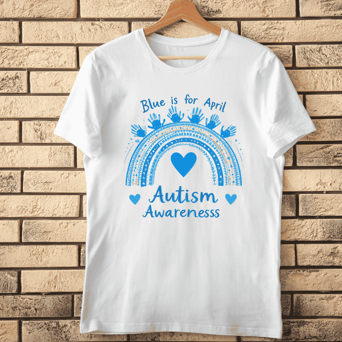 Blue is for April Autism Awareness Rainbow T-Shirt Design cover image.