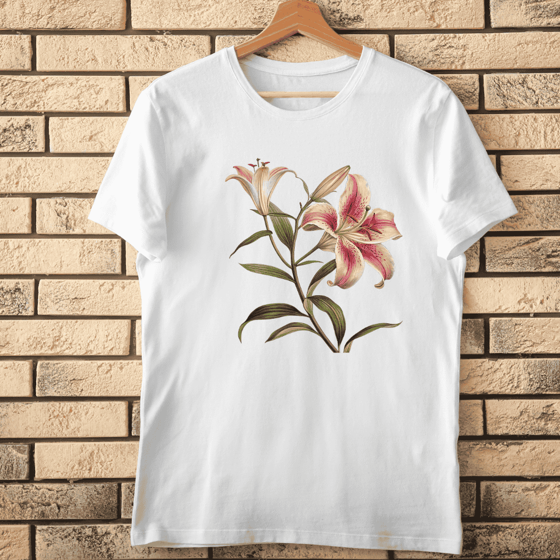 Pink Lily Flower T-Shirt Design cover image.