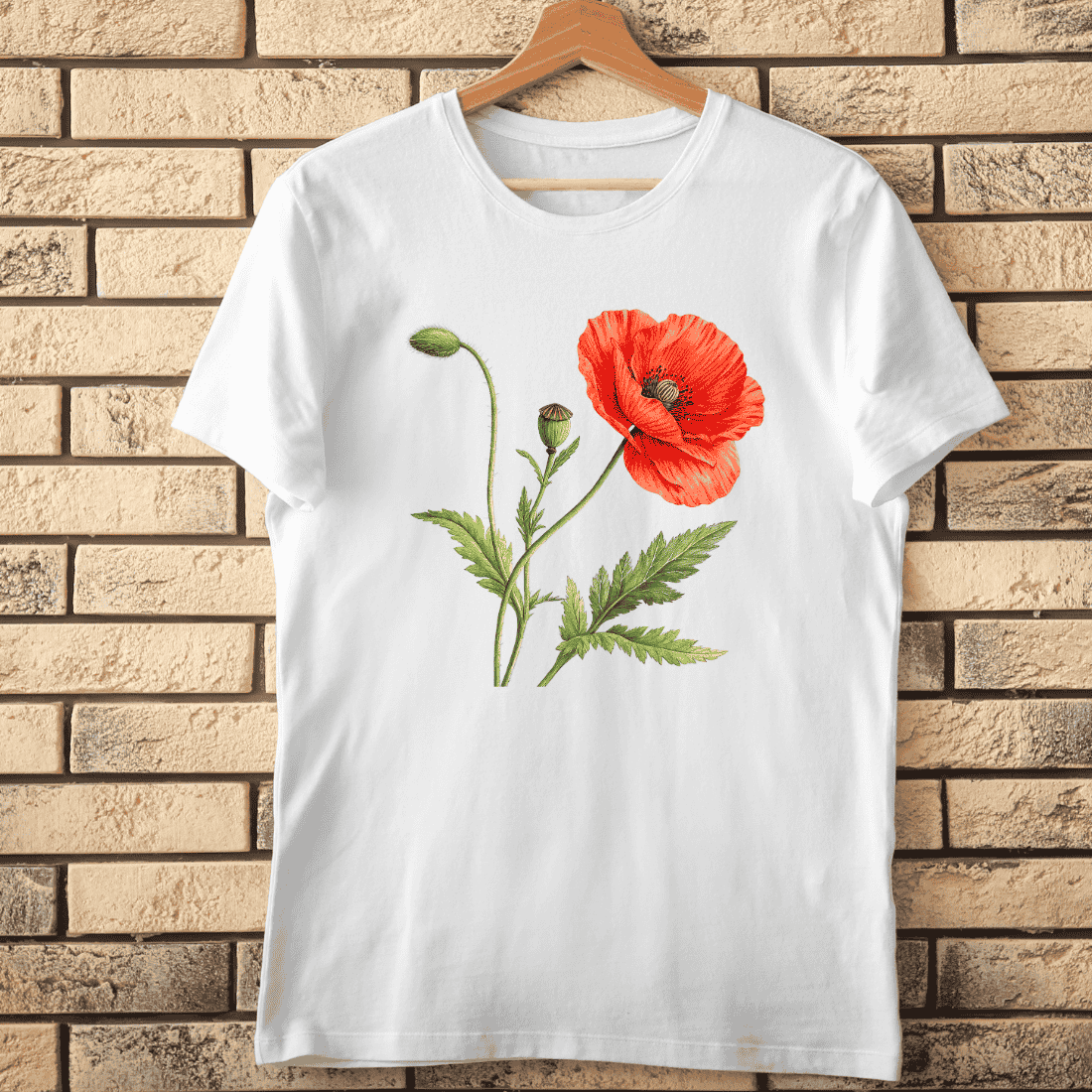 Natural Poppy Flower T-Shirt Design cover image.