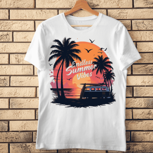 Endless Summer Vibes Beach T-Shirt Design cover image.