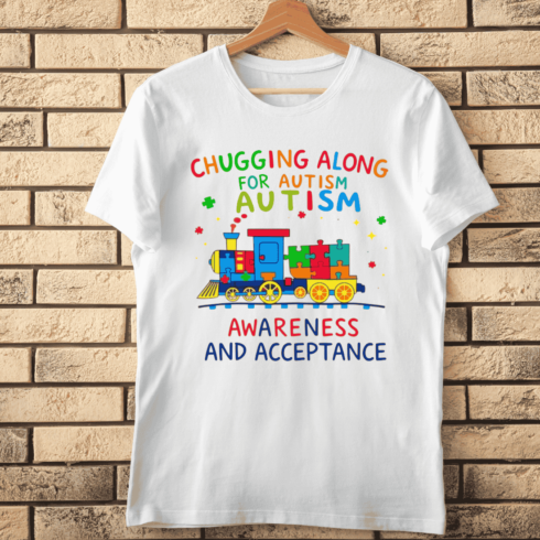 Chugging Along Autism Acceptance T-Shirt Design cover image.