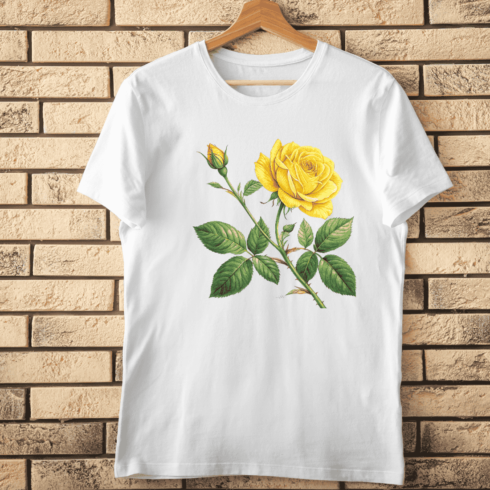 Vintage Yellow Rose Bloom T-Shirt Design cover image.