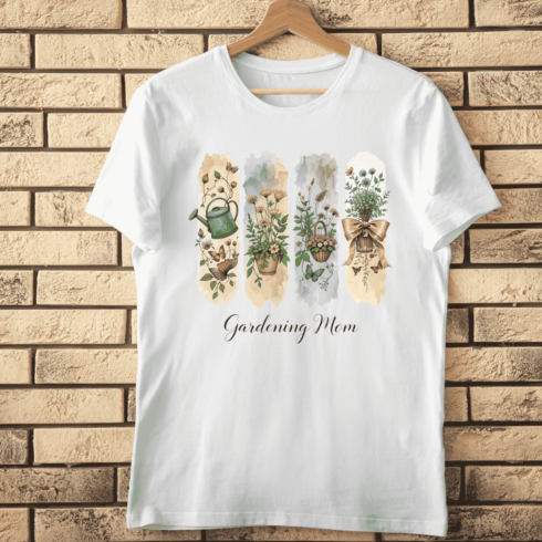 Watercolor Floral Gardening Mom T-Shirt Design cover image.