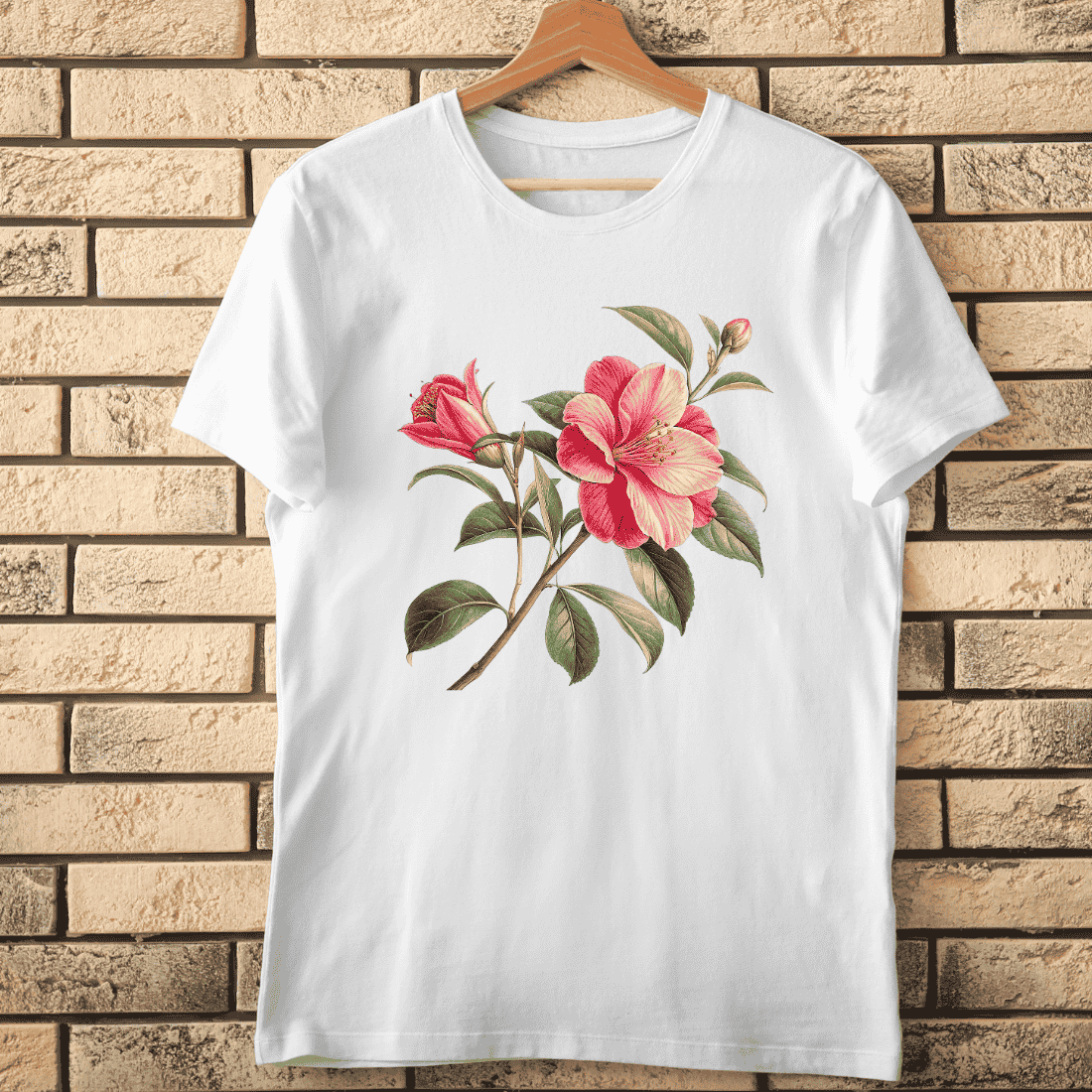 Pink Camellia T-Shirt Design cover image.