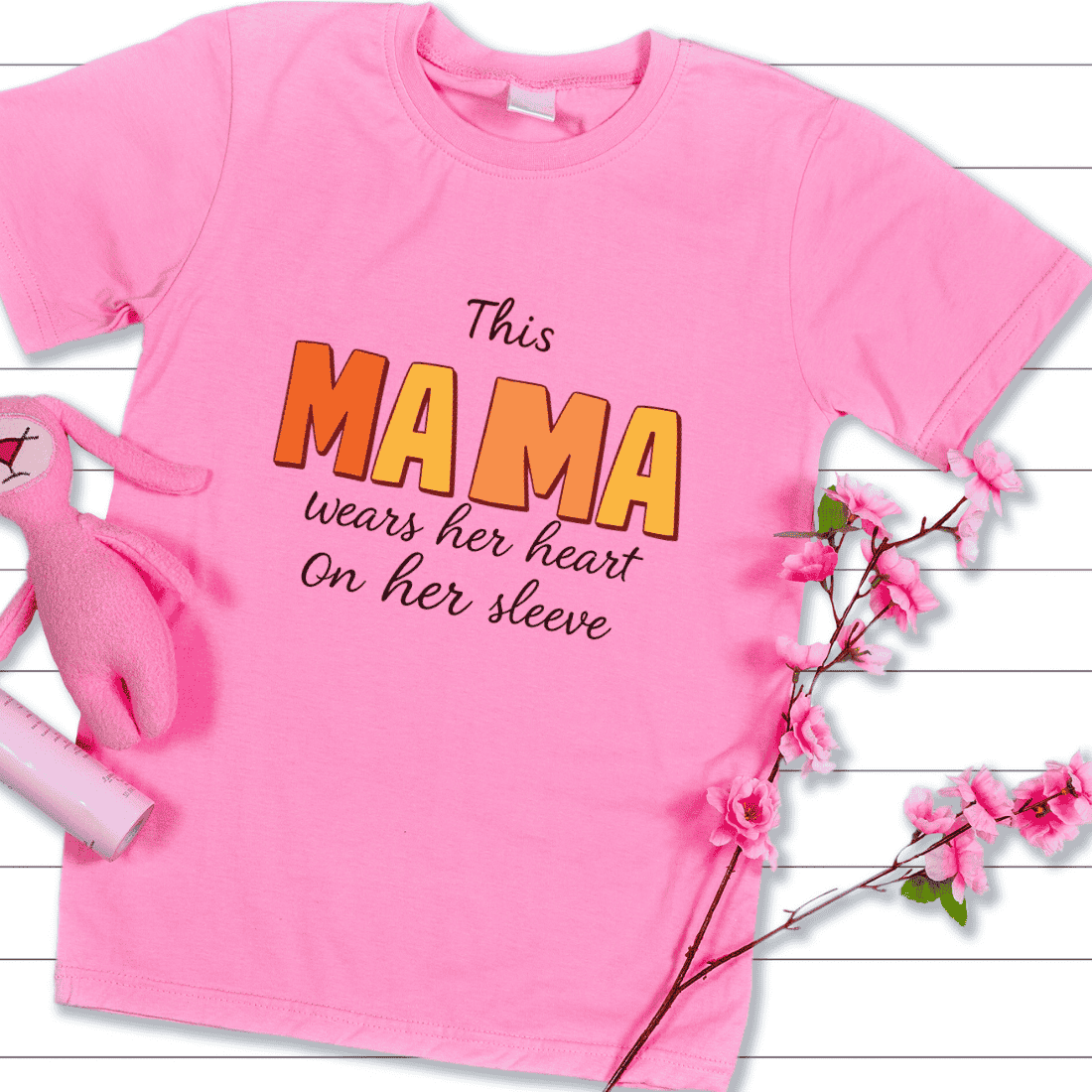 Heart on Sleeve Mama Quote T-shirt Design preview image.