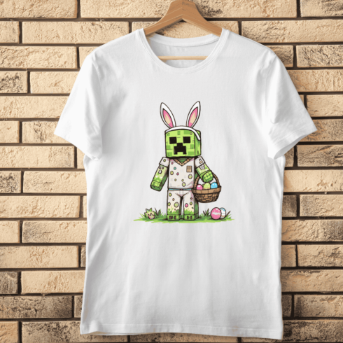 Minecraft Bunny Creeper T-Shirt Design cover image.