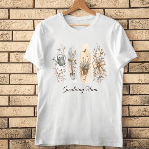 Watercolor Gardening Mom T-Shirt Design cover image.