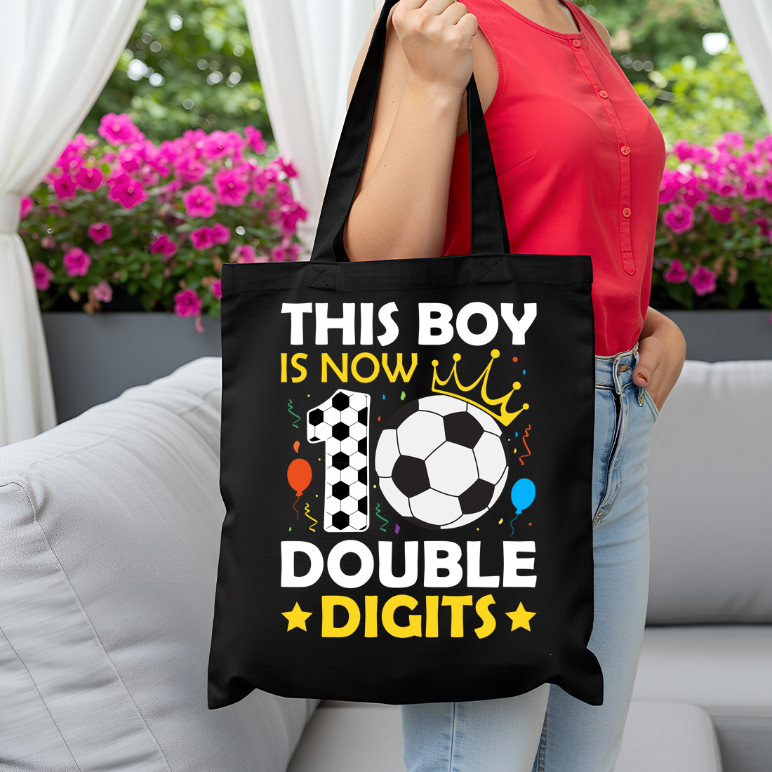 this boy is now 10 double digits black tote bag 603