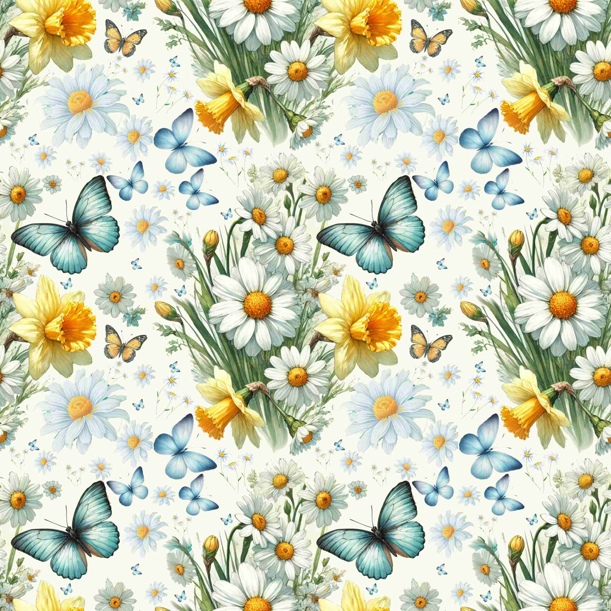 Flowers and butterflies Digital Paper preview image.