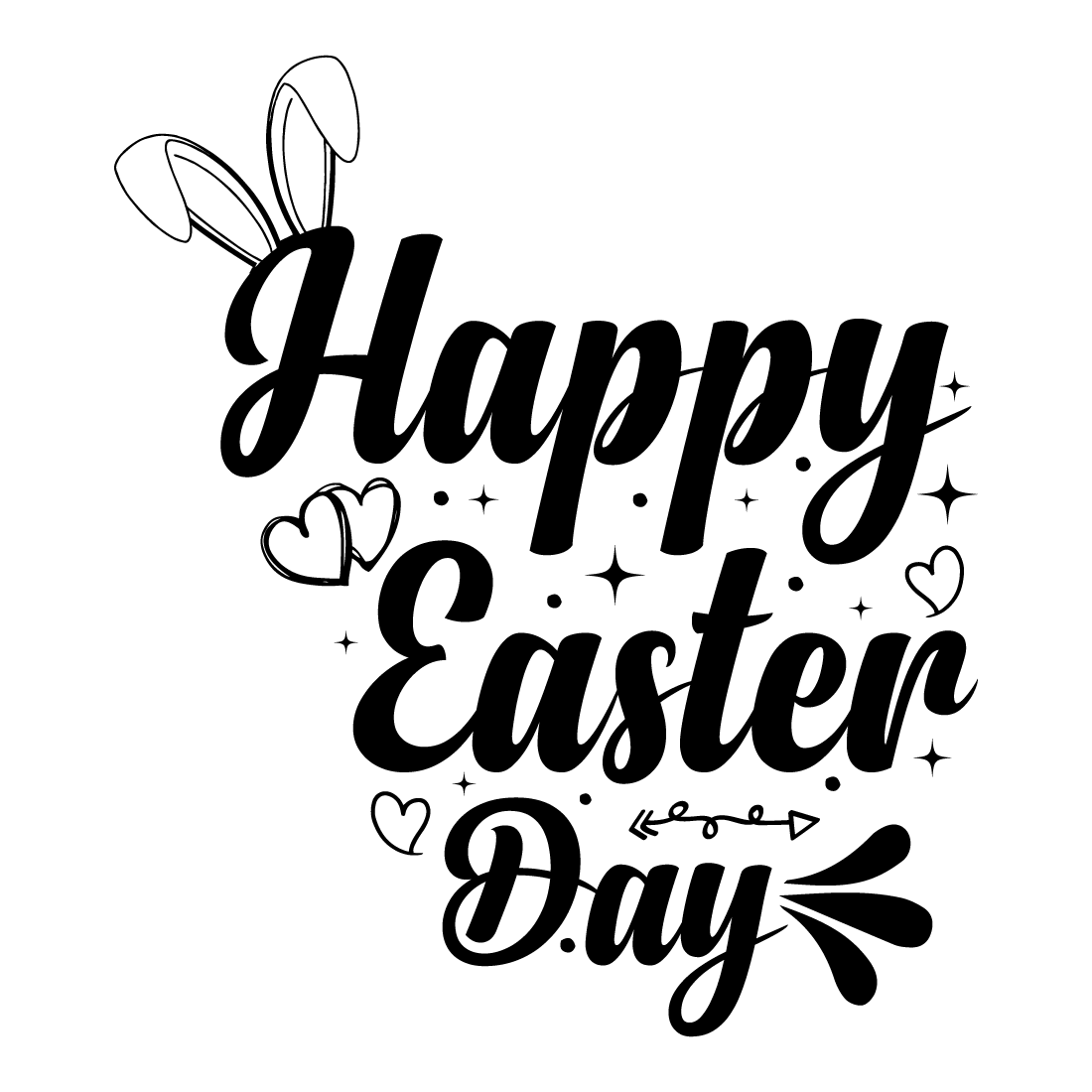 Happy Easter Day Image with Bunny Ears and Decorative Elements preview image.