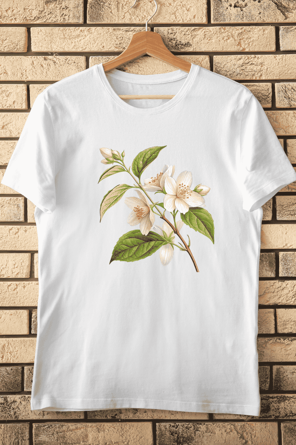 White Jasmine Flower T-Shirt Design pinterest preview image.