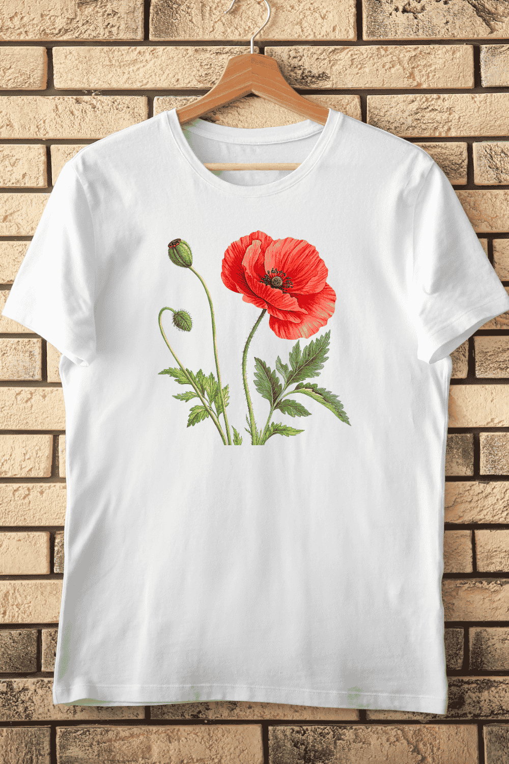 Red Poppy T-Shirt Design pinterest preview image.