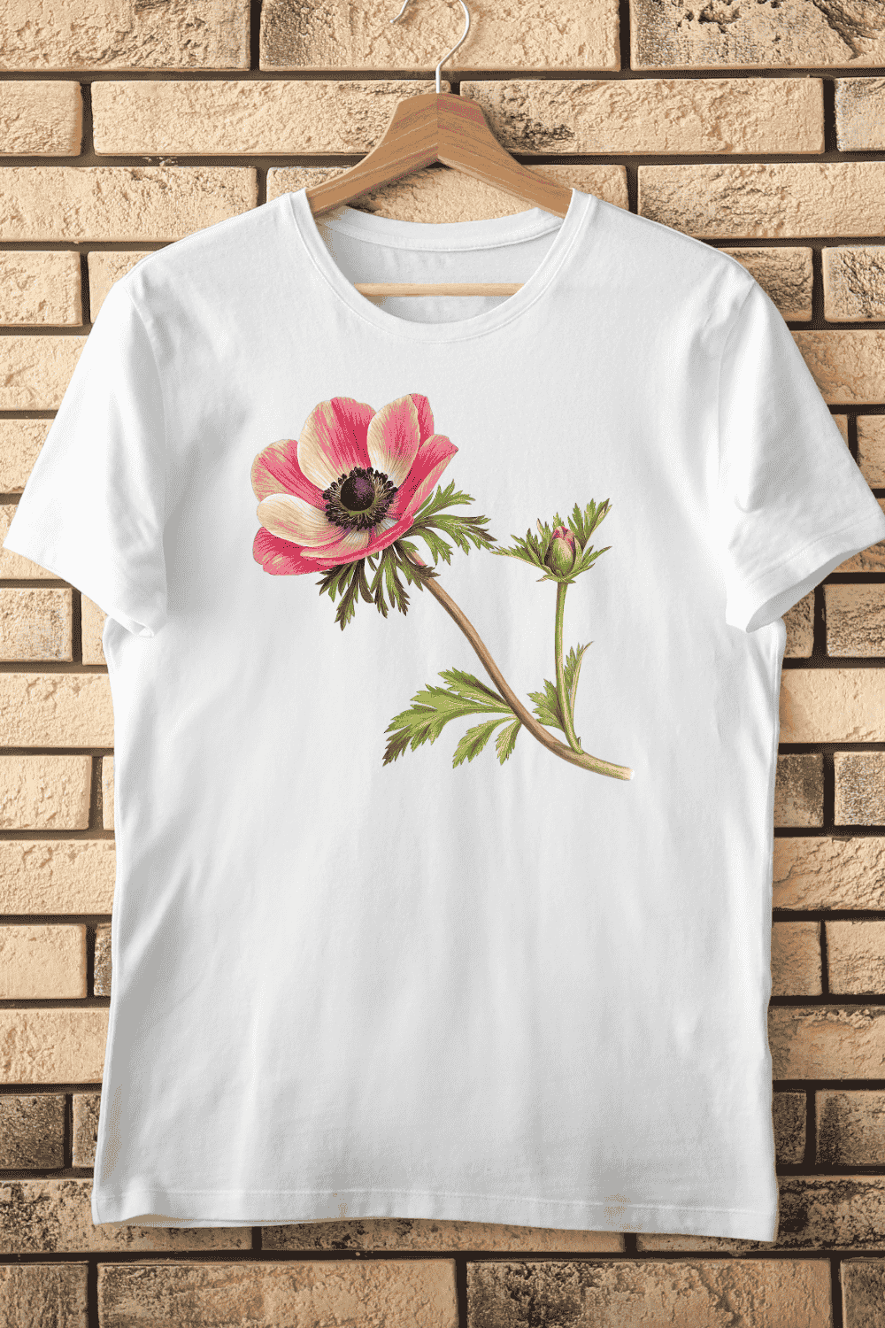 Pink Anemone T-Shirt Design pinterest preview image.