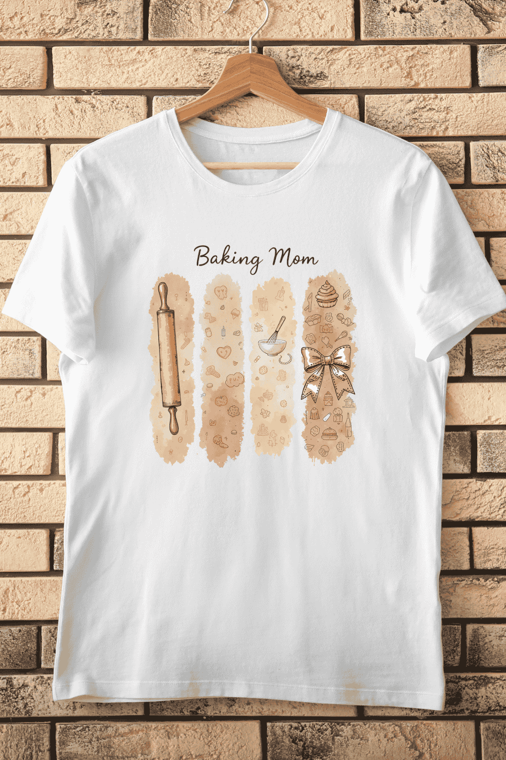 Watercolor Baking Mom T-Shirt Design pinterest preview image.