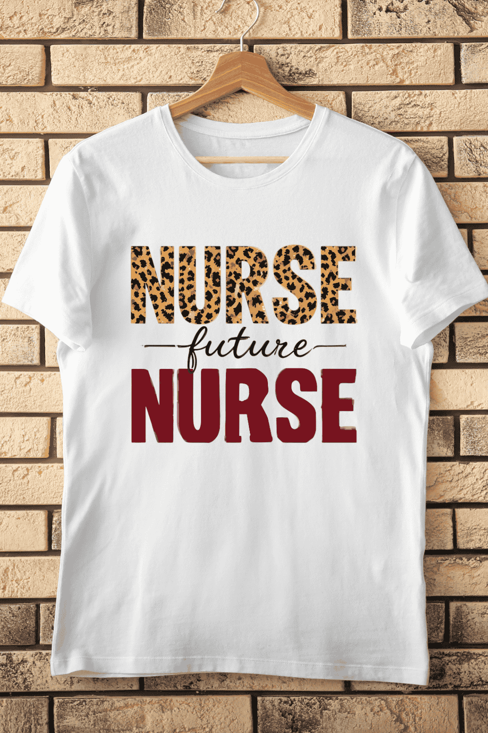 Future Nurse Leopard Print T-Shirt Design pinterest preview image.