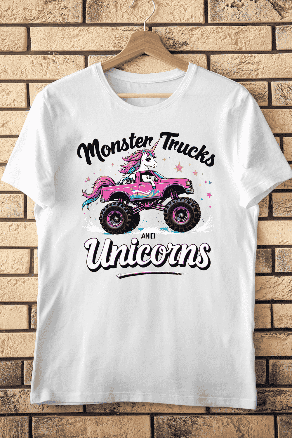 Monster Truck Unicorn T-shirt Design pinterest preview image.