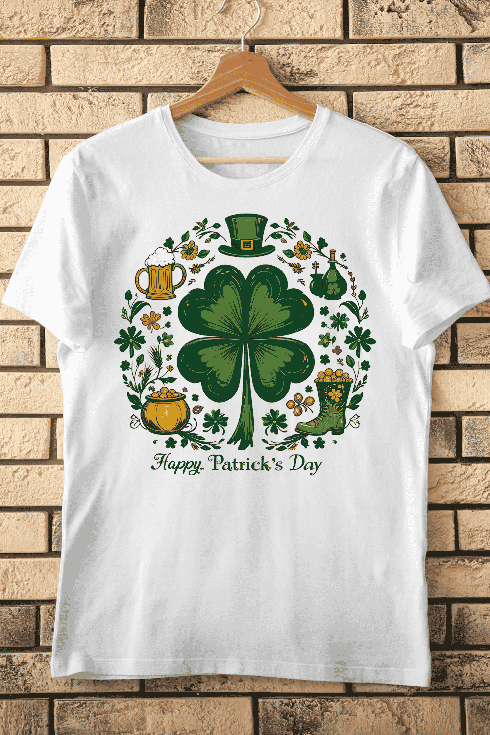 Festive St Patrick's Day T-shirt Design pinterest preview image.