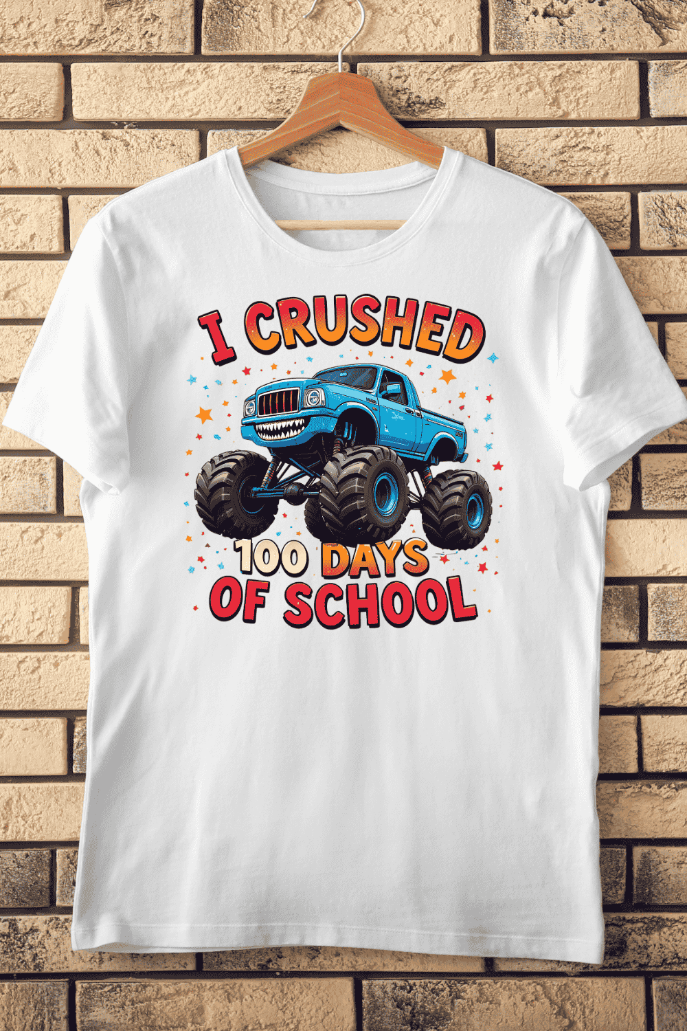 I Crushed 100 Days of School Monster Truck T-Shirt Design pinterest preview image.