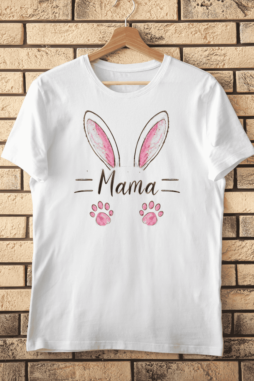 Cute Bunny Ears Mama T-shirt Design pinterest preview image.