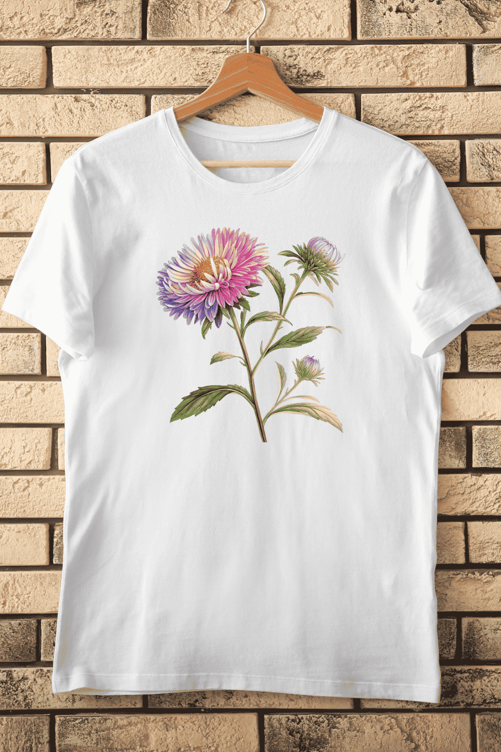 Aster Flower T-Shirt Design pinterest preview image.