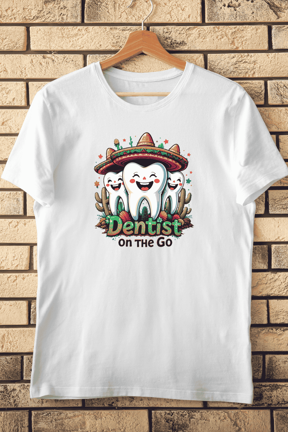 Funny Dental with Sombrero and Teeth T-Shirt Design pinterest preview image.