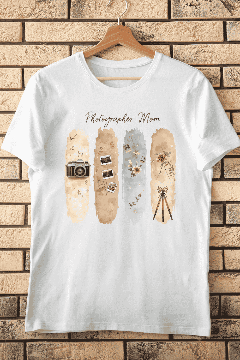 Watercolor Photographer Mom T-Shirt Design pinterest preview image.