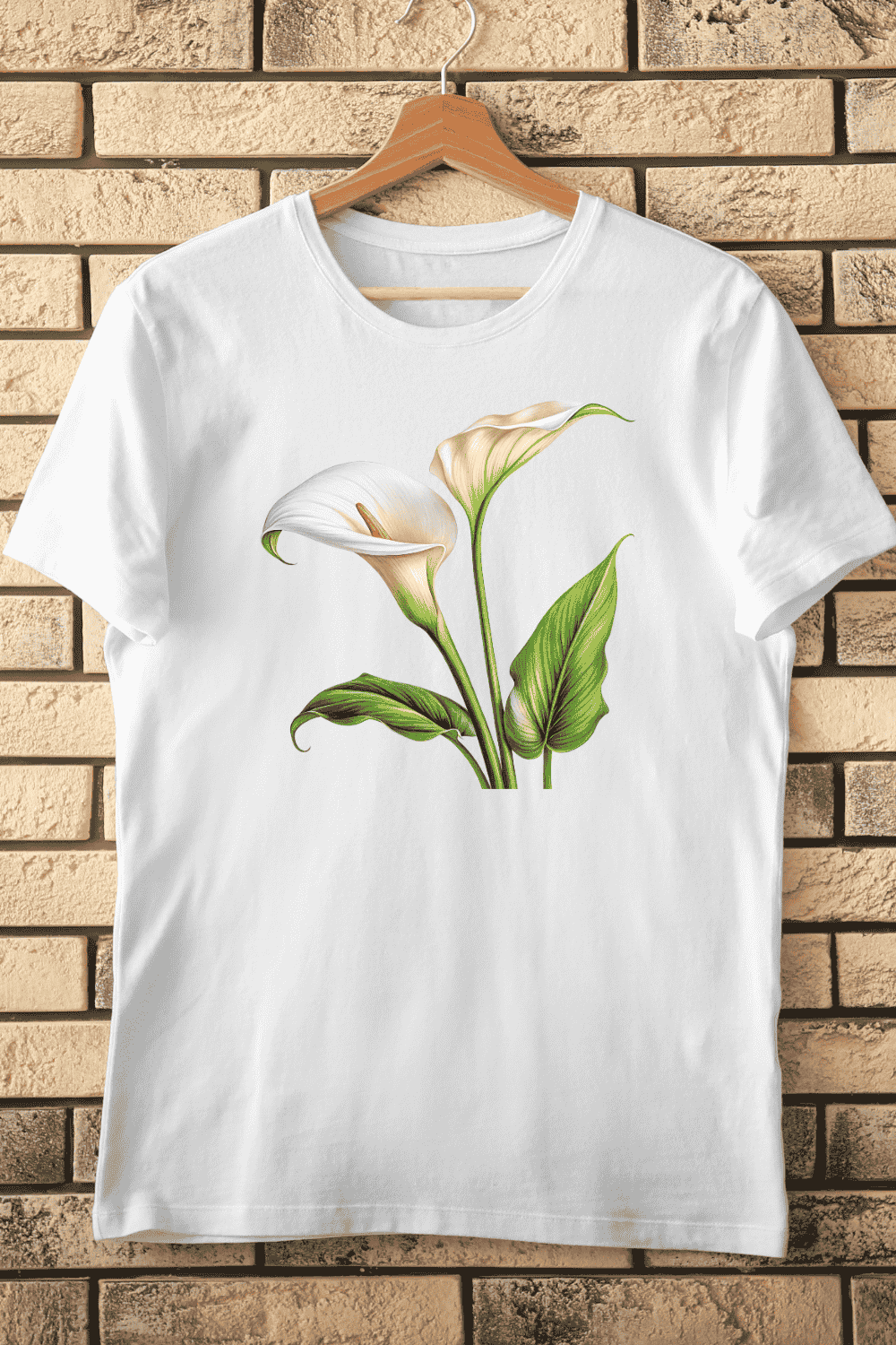 Natural Calla Lily Flower T-Shirt Design pinterest preview image.