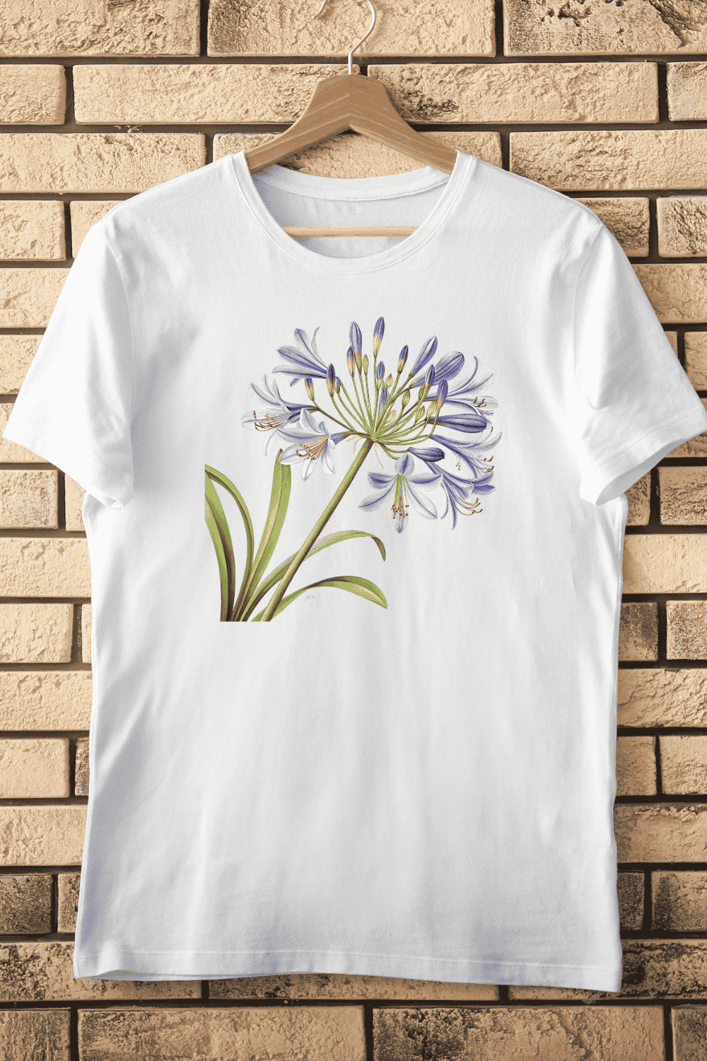 Agapanthus Flower T-Shirt Design pinterest preview image.