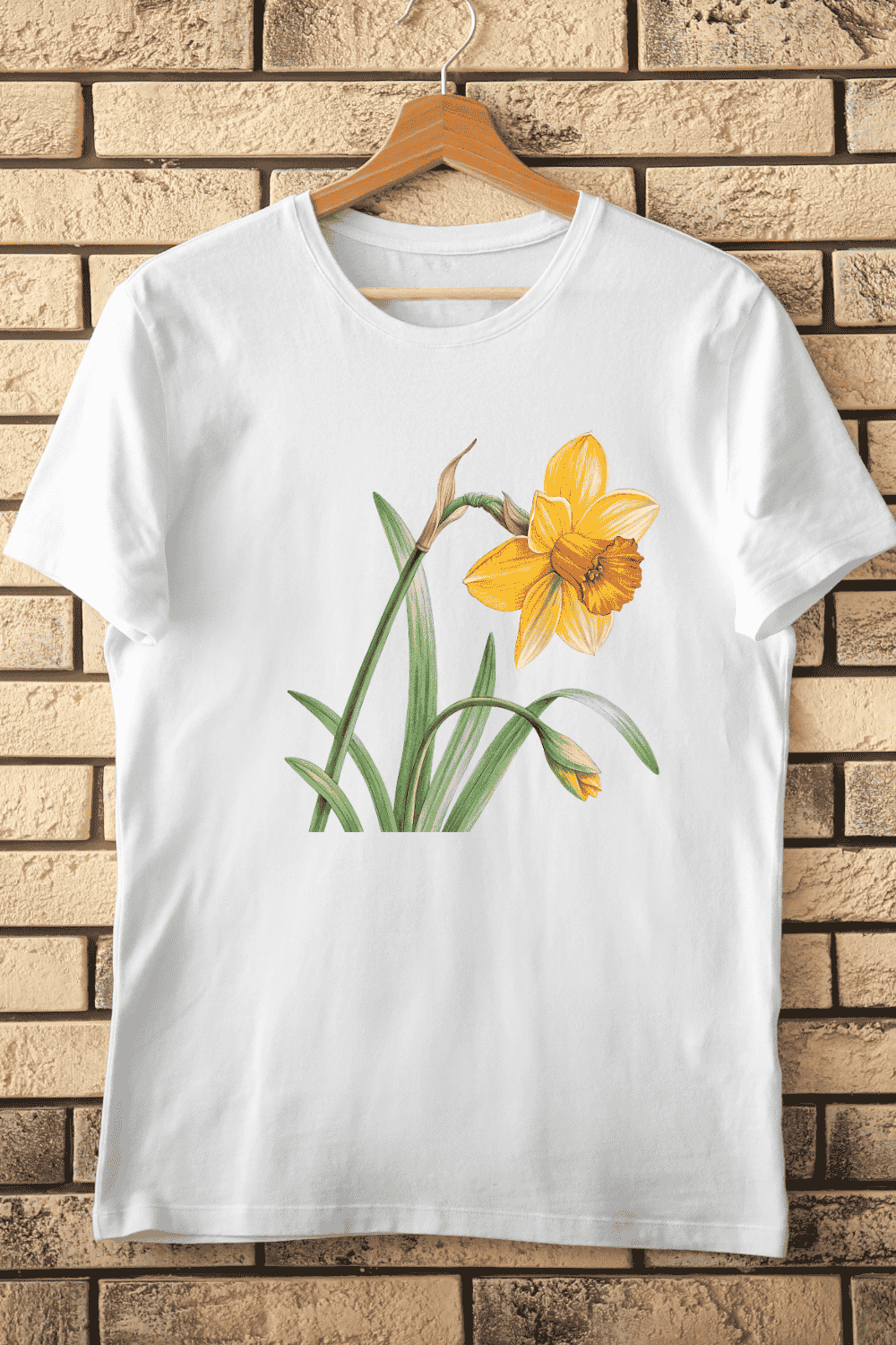 Natural Daffodil T-Shirt Design pinterest preview image.