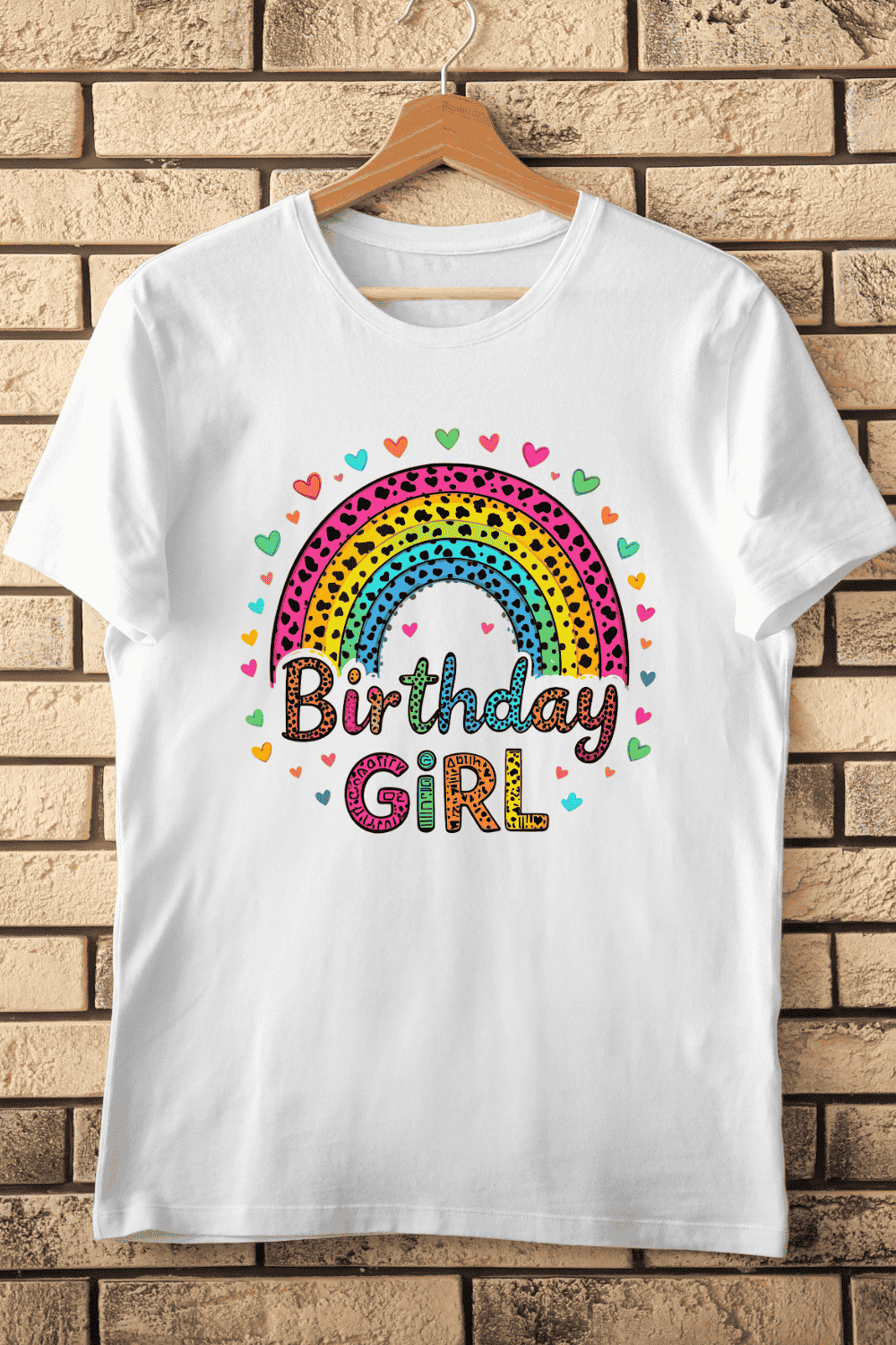 Birthday Girl Rainbow T-Shirt Design pinterest preview image.