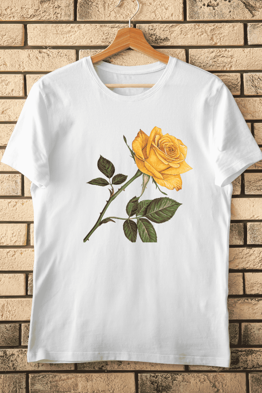 Yellow Rose Flower T-Shirt Design pinterest preview image.