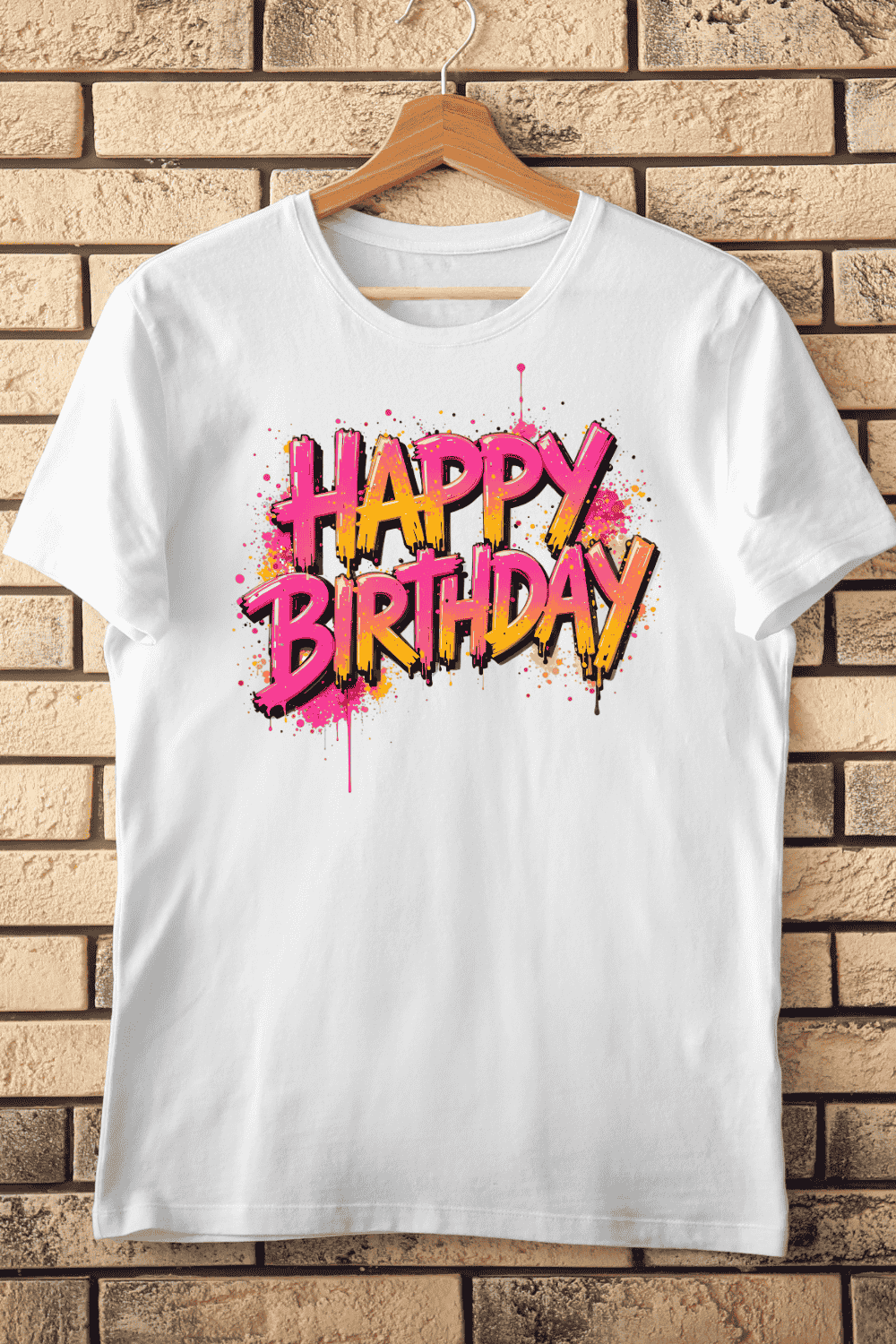 Happy Birthday Graffiti T-Shirt Design pinterest preview image.