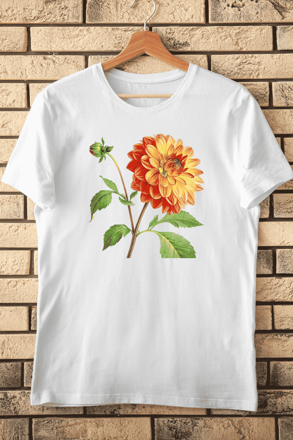 Dahlia Flower T-Shirt Design pinterest preview image.