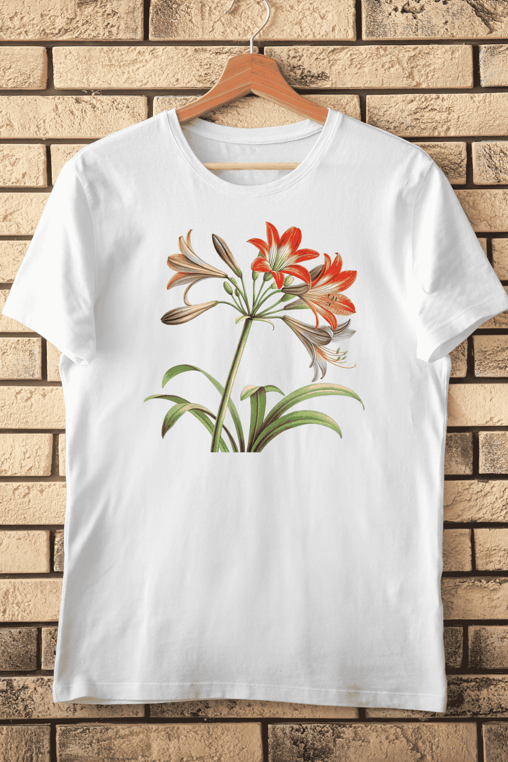 Amaryllis Flower T-Shirt Design pinterest preview image.