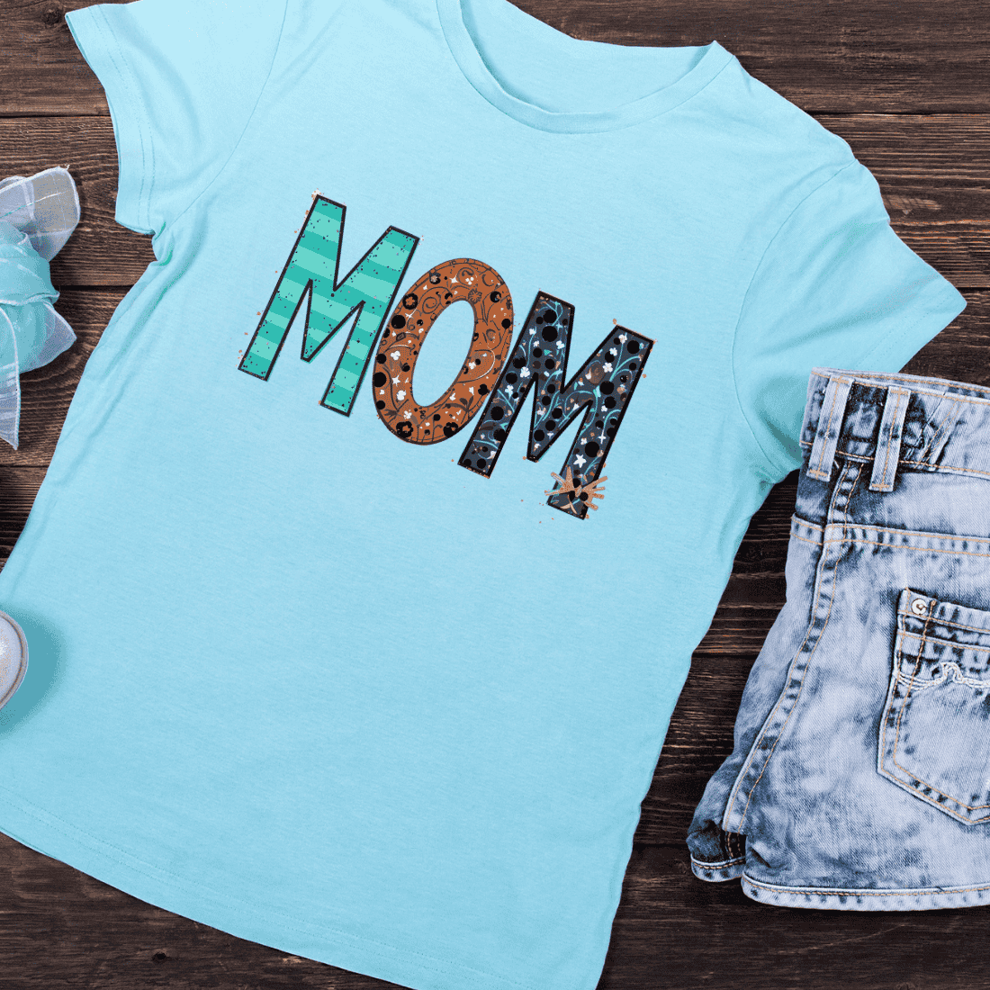 Decorative MOM Typography T-shirt Design preview image.