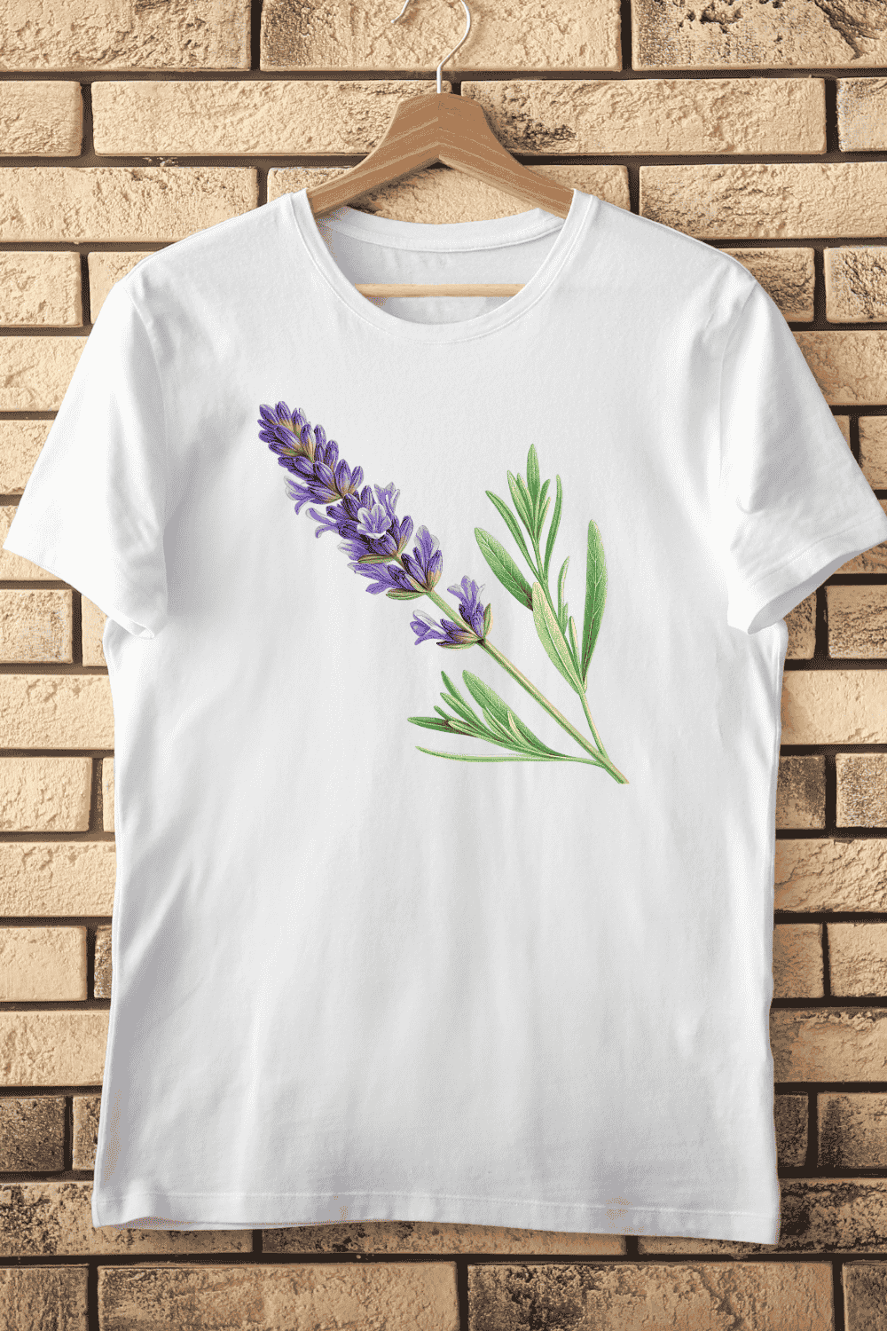 Botanical Lavender Flower T-Shirt Design pinterest preview image.