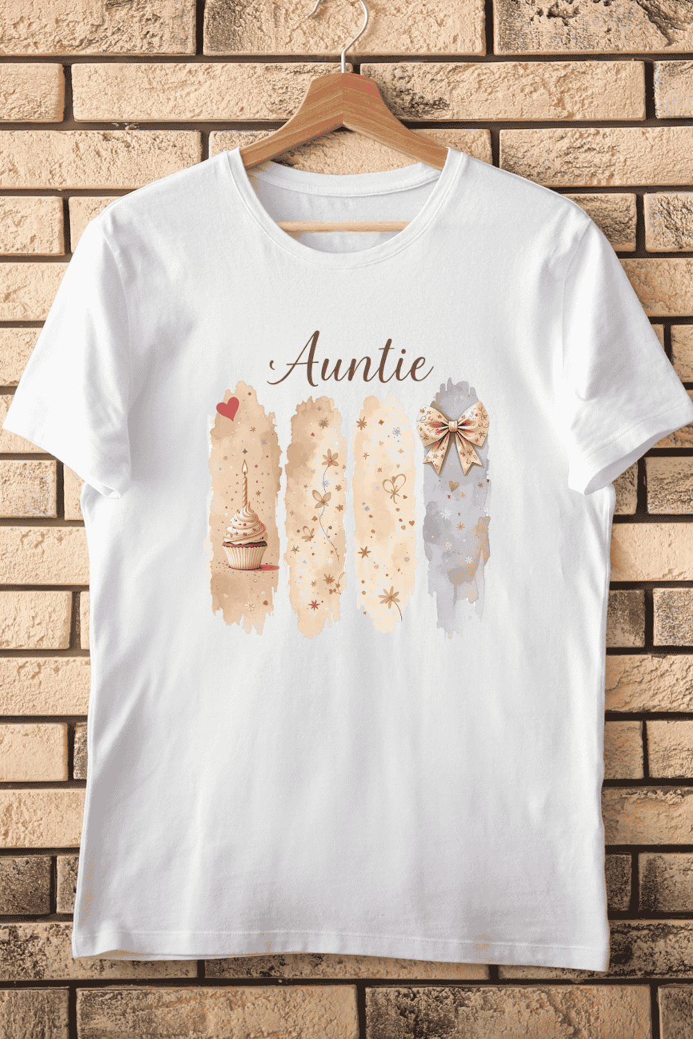 Watercolor Auntie Celebration T-Shirt Design pinterest preview image.