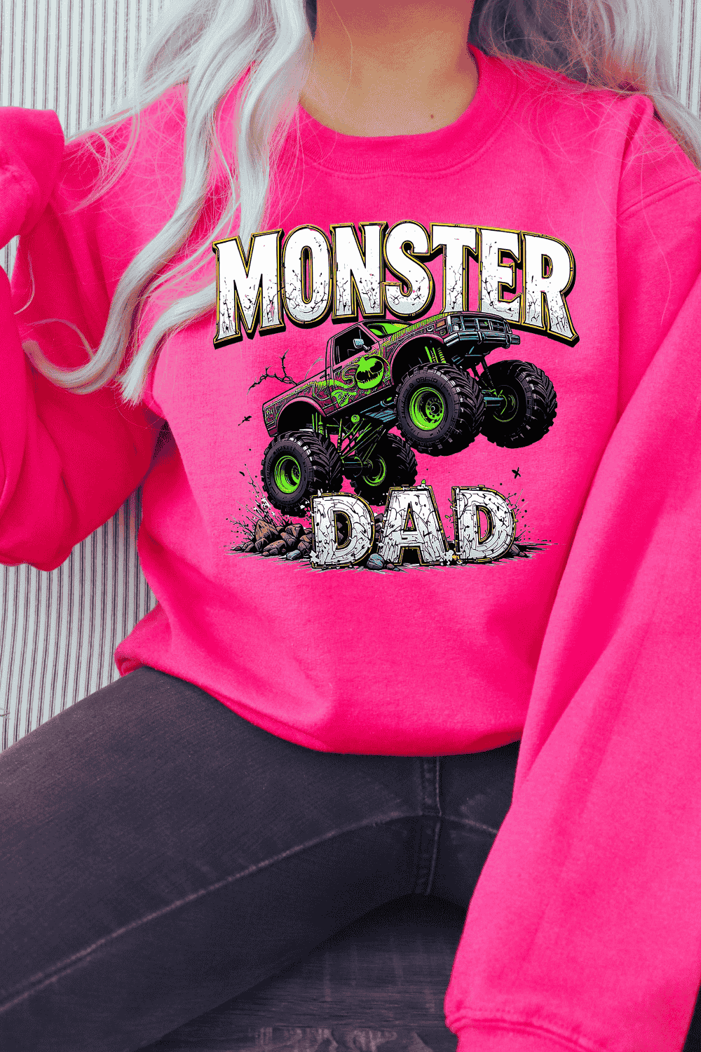 Father's Day Monster Truck T-shirt Design pinterest preview image.