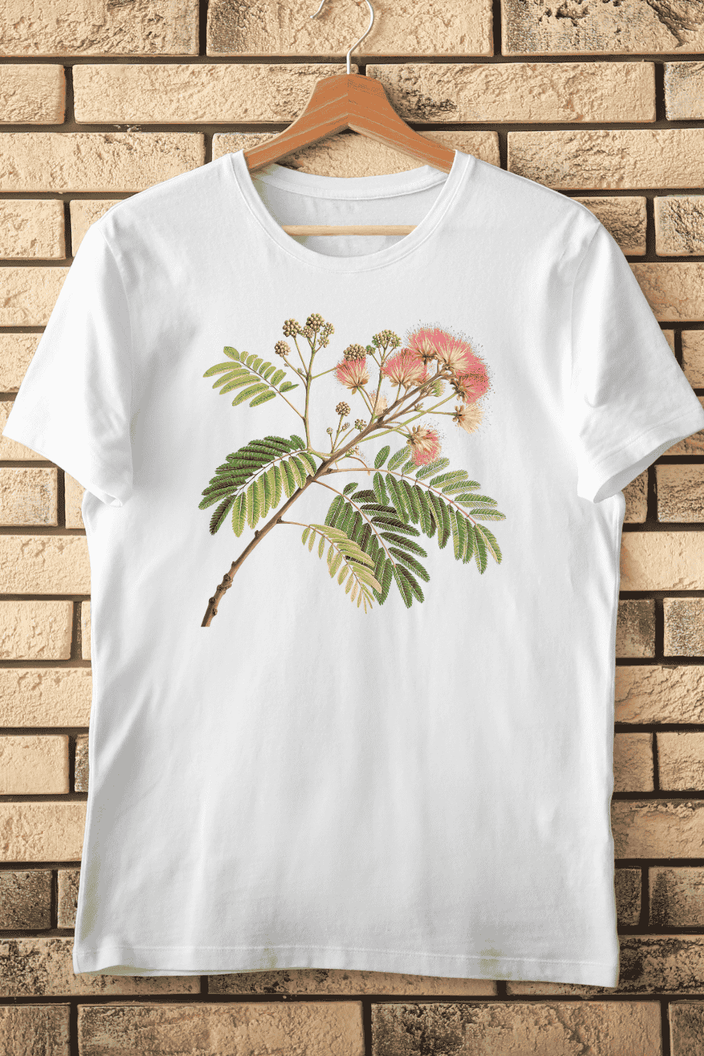 Natural Mimosa Flower T-Shirt Design pinterest preview image.