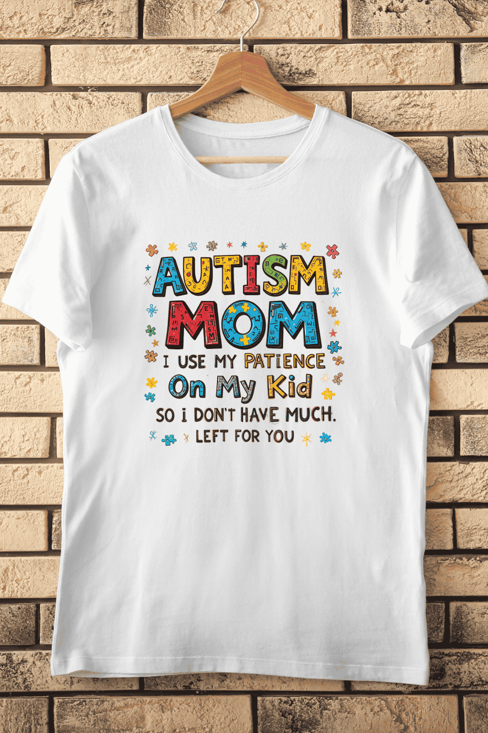 Autism Mom Typography T-shirt Design pinterest preview image.