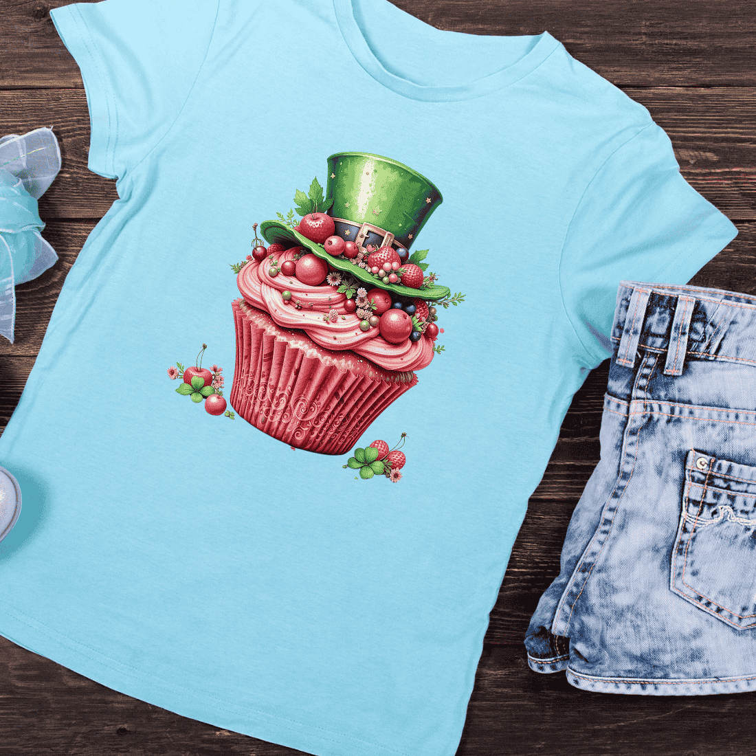 Irish Cupcake T-shirt Design preview image.